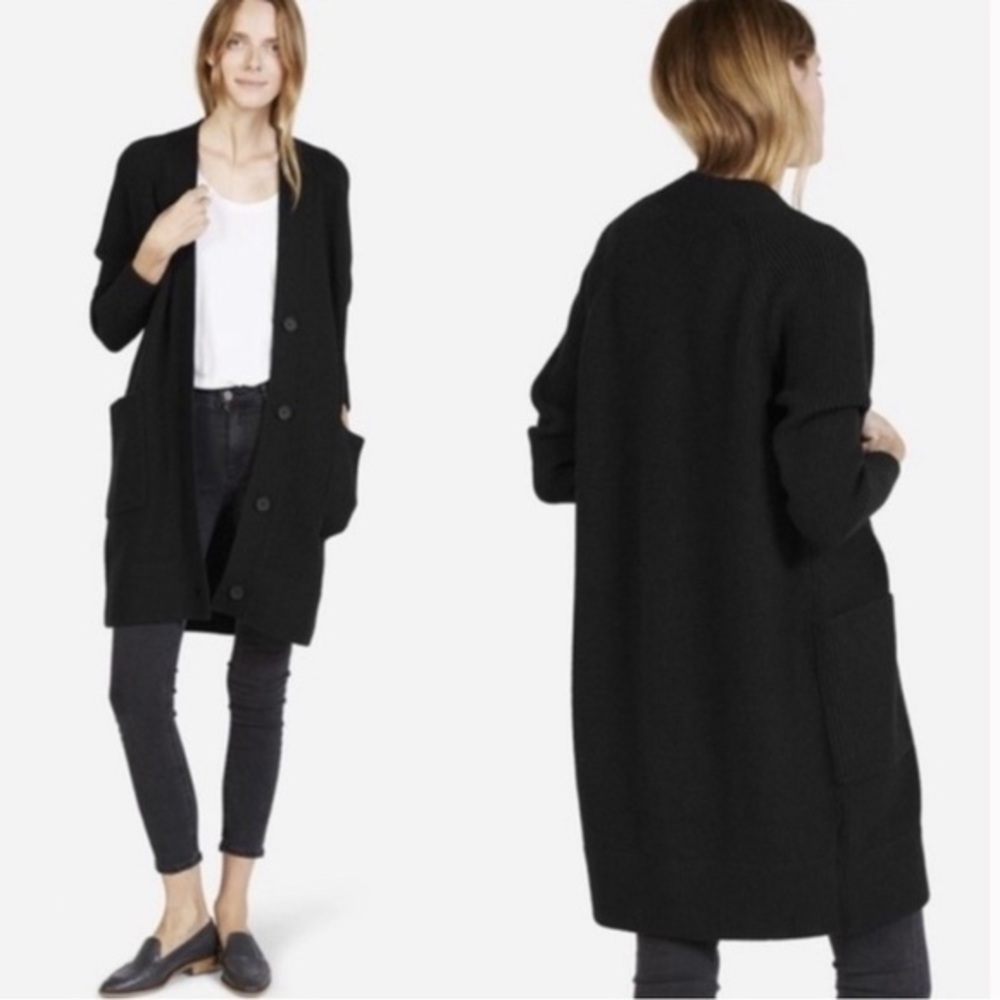 Everlane Black Long Button Cardigan